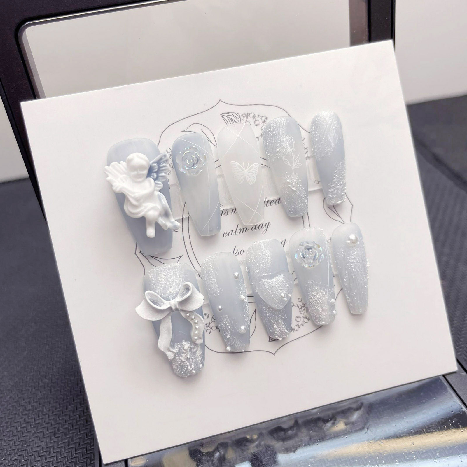 3D Plaster Angel False Nails G - Pressed Flower Art 评论和价格