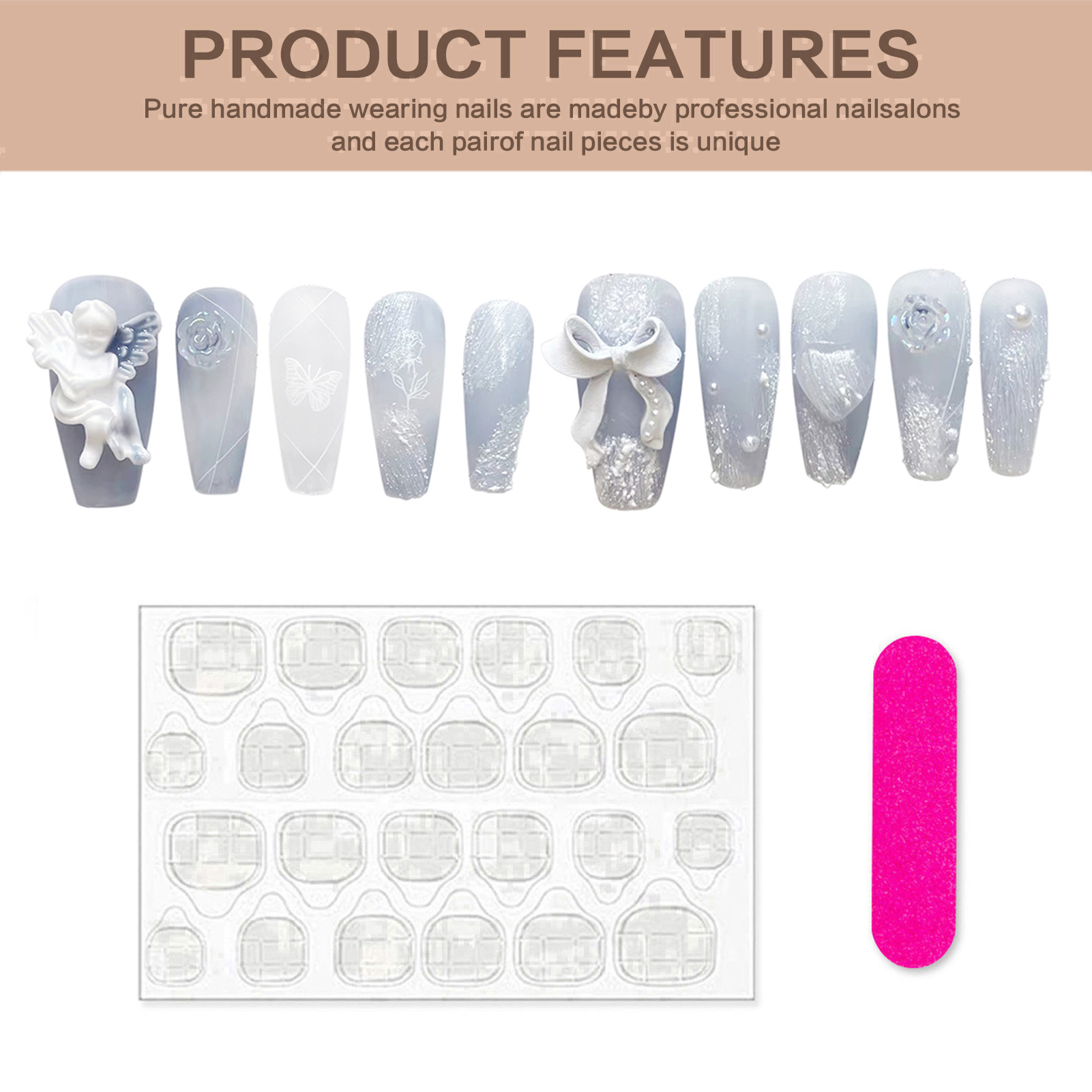 3D Plaster Angel False Nails G - Pressed Flower Art 评论和价格